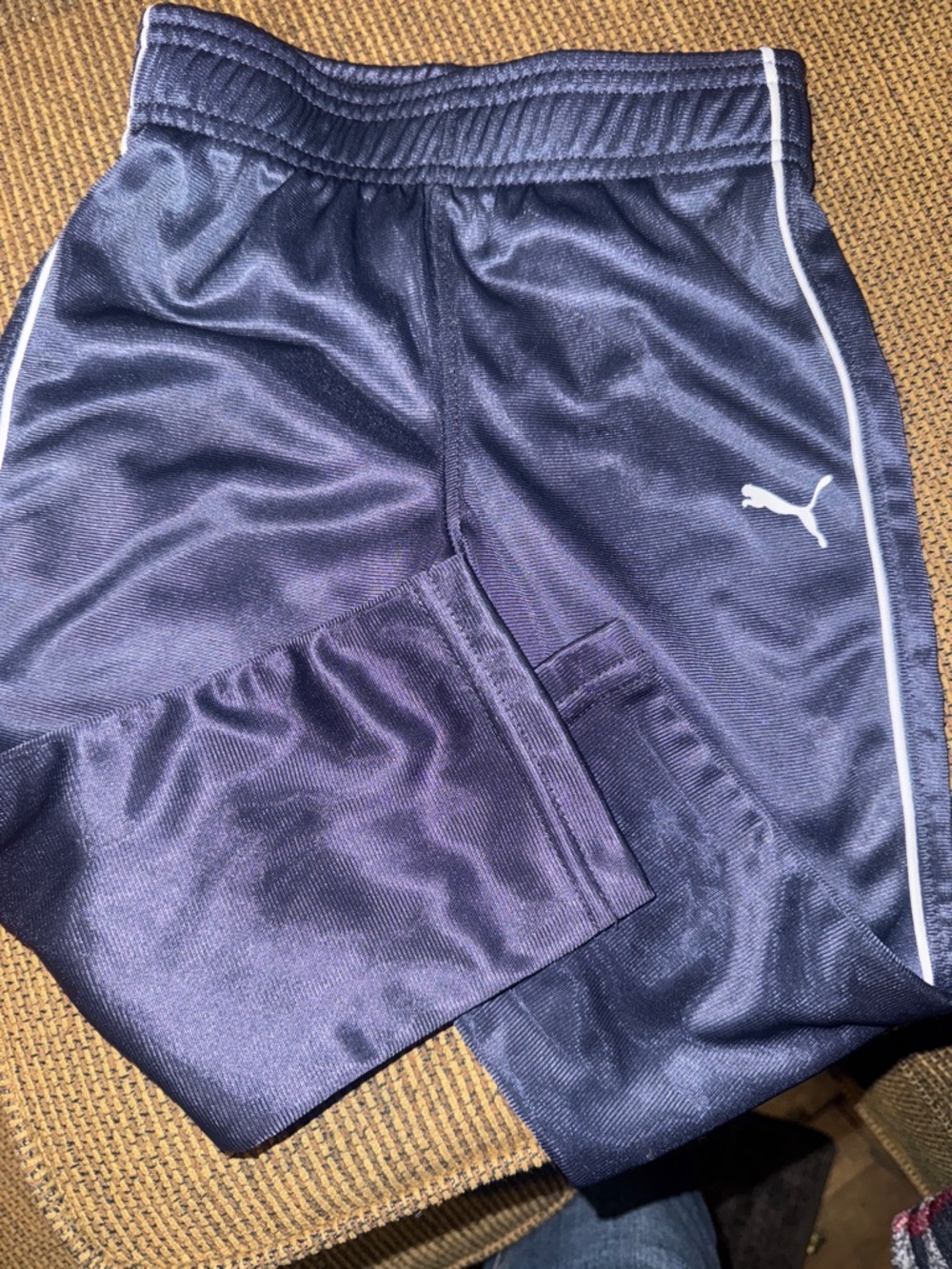 Puma Dark Blue Track Pants with White Side Piping